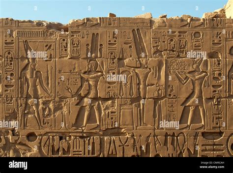 Wall Reliefs With Hieroglyphs Precinct Of Amun Re Karnak