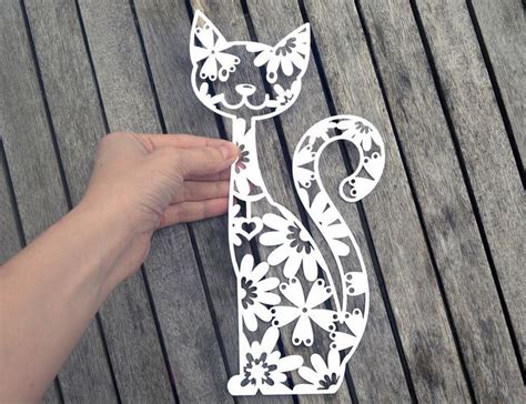 cat paper cut svg dxf eps cutting files   printable template
