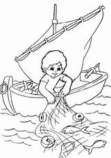 Fisherman Coloring Fish Fishing Catching Pages Kids Nets Drawing Colouring Sheet Clip Printable People Boat Children Drawings Book Bible Boats sketch template