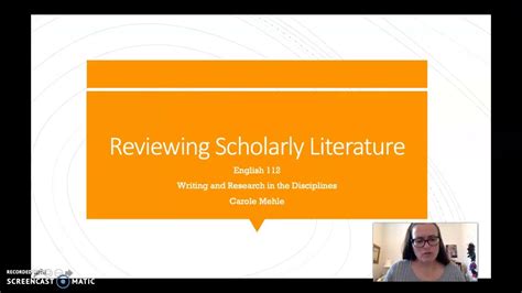 reviewing scholarly literature youtube