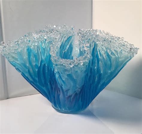 Ocean Wave Vase Fused Glass Bowl Fused Glass Art Fused Glass Artwork