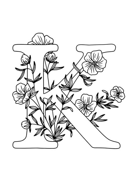 floral alphabet coloring set etsy