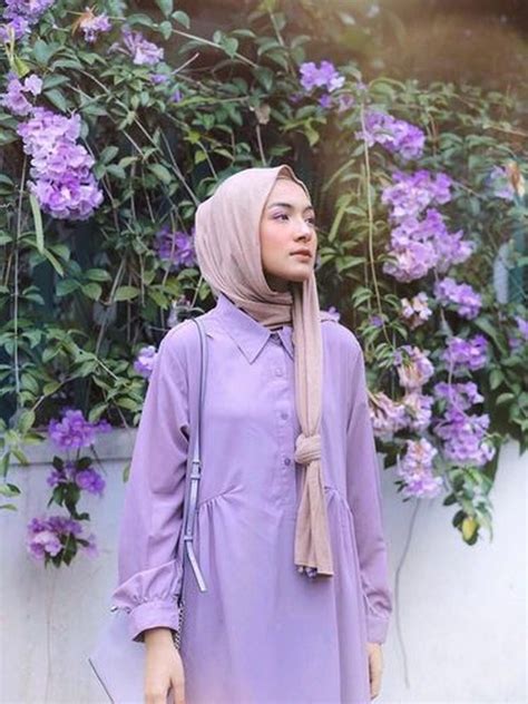 ootd hijab baju warna lilac tips mix  match hijab  outfit