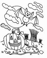 Coloring Halloween Pumpkin Pages Bats Kids Colouring Color Print Online sketch template