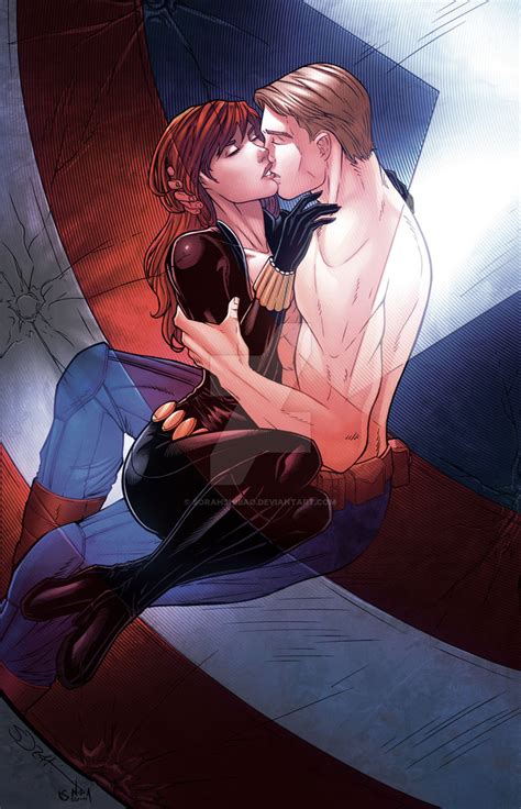 captain america and black widow reflection by sorah suhng