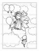 Fairy Balloon Kitty sketch template
