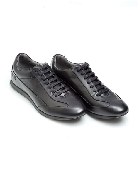 hugo boss black mens fult trainers smooth leather black sneakers