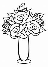 Vase Drawing Flower Flowers Line Coloring Clipart Rose Pages Drawings Beautiful Digi Kids Pot Stamp Colour Floral Printable Cartoon Lovely sketch template