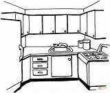 Coloring Kitchen Pages Printable Drawing sketch template