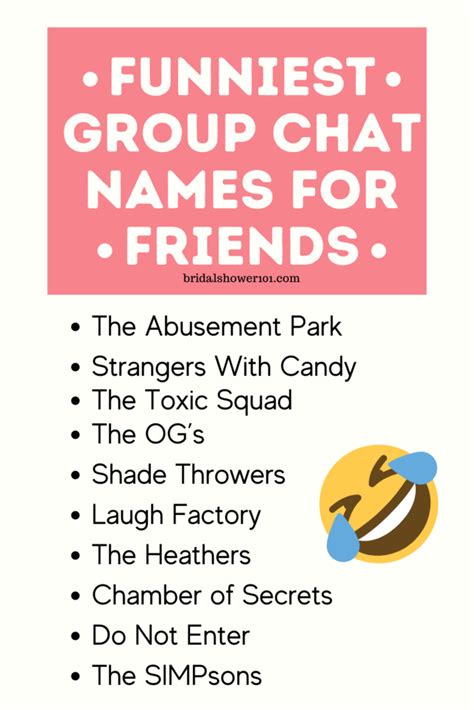 129 Funny Group Chat Names For Hilarious Friends Bridal Shower 101