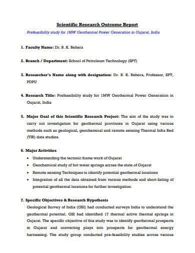 scientific research report templates   ms word
