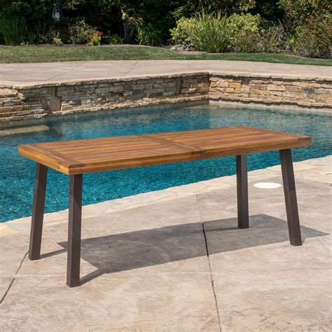 noble house dellateak finish rectangle wood outdoor dining