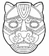 Masti Colorat Planse Masca Aztec Mayan sketch template