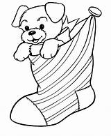 Puppy Coloring Pages Christmas Printable Kids Color Puppies Colouring Stocking Xmas Sheets Print Book sketch template