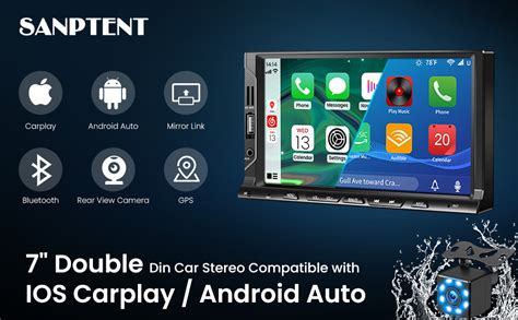 amazoncom sanptent double din car stereo  apple carplay  android auto