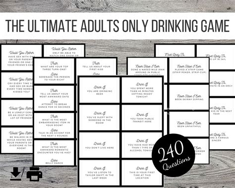 ultimate adults  printable drinking  party game etsy canada