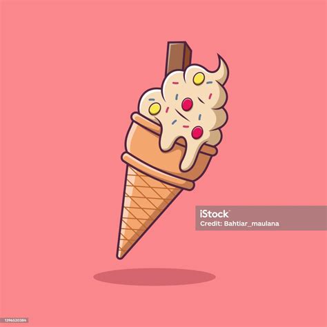 Ilustración De Derretir Bolas De Helado En Cono De Gofre Helado De