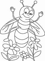 Coloring Bee Honey Pages Flowers Three Found Happy sketch template