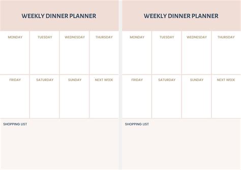 weekly dinner planner printable dinner planner weekly dinner