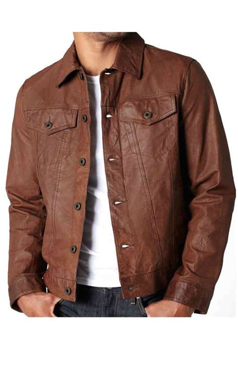 Men Brown Vintage Leather Jacket Movies Jacket