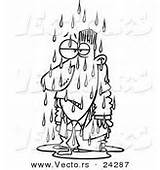 Soaked Cartoon Wet Outline Coloring Outlined Vector Businessman Clipart Rain Royalty Stock Boy Sprinklers Running Through Designs sketch template