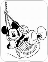 Mickey Coloring Swing Mouse Pages Tire Disneyclips Disney Funstuff sketch template