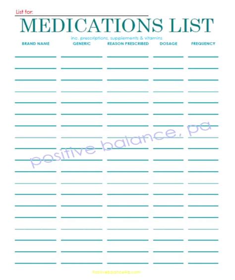 items similar  printable medication list  etsy