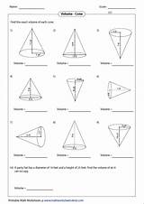 Volume Cones Cone Worksheets Practice Homework Pyramids Lesson Grade Find 7th Area Geometry Math Visit Pyramid Complete Each sketch template