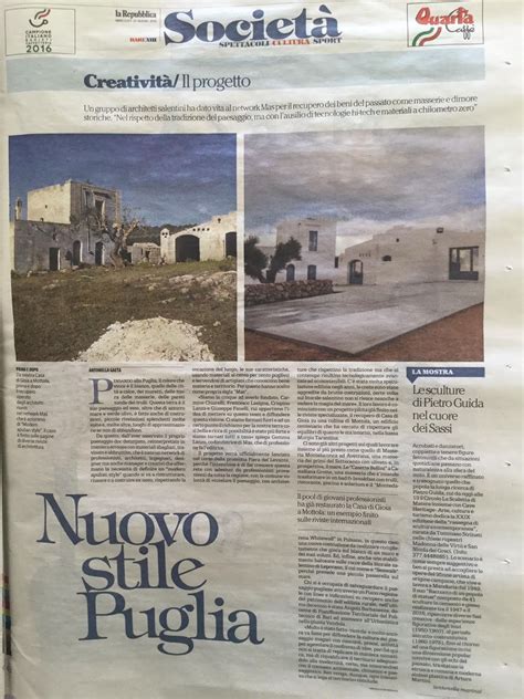 italian newspaper la repubblica   article talking   mas modernapulianstyle