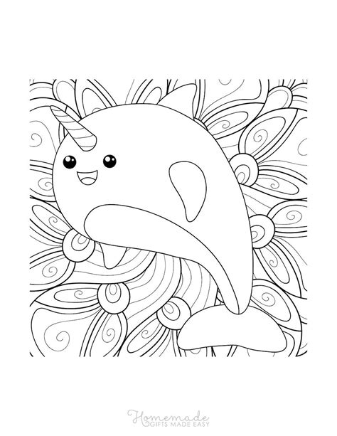 narwhal coloring page  printable