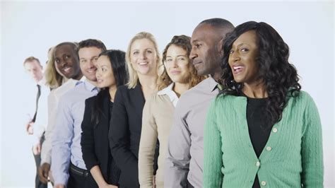 happy diverse group  business people isolated  white stock footagegroupbusinesshappy