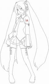Miku Hatsune Coloriage Lineart Vocaloid Cousin sketch template