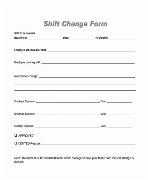 employee change form template unique sample employee shift change forms   documents