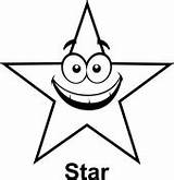 Star Coloring Cartoon Six Pointed Face Shapes sketch template