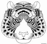 Tigre Tete Zentangle Imprimé sketch template