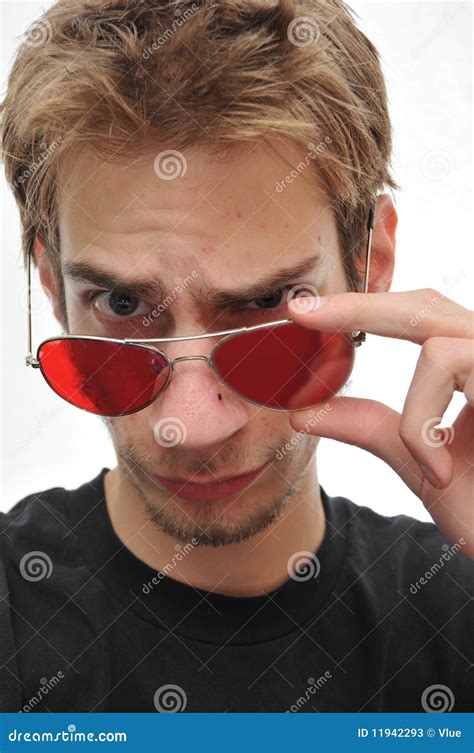 Handsome Man Taking Aviator Sunglasses Off Stock Image Image Of