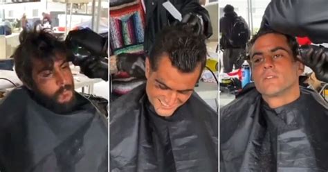 homeless man looks like a model after free makeover metro news