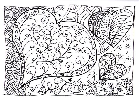 heart zen anti stress adult coloring pages