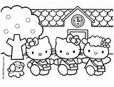 Coloring Kitty Hello Fifi Mimmy Going School sketch template