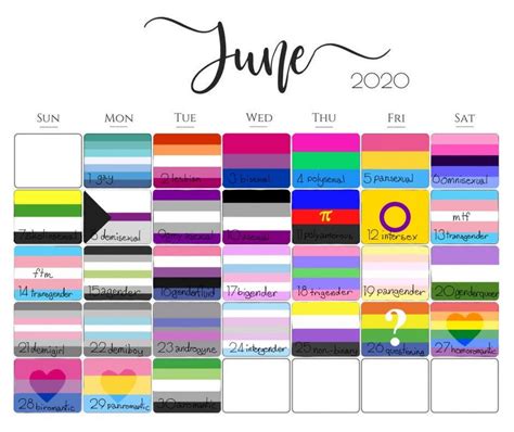 which is your day on the pride month calendar i know it says 2020