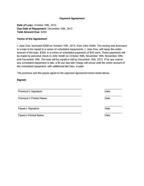notarized payment agreement template