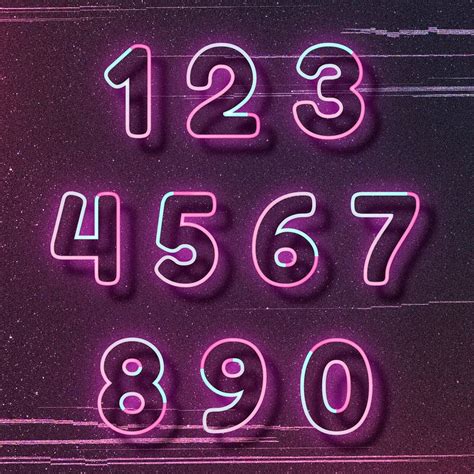creative pink neon font vector number typography