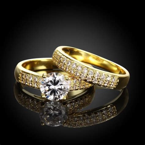 pieces mariage bague  jaune plaque  bague pour femme petillant accessoires de mariee