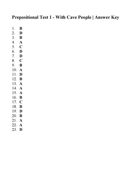 prepositions test  answers