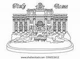 Trevi Fountain Coloring Vector Italy Rome Logo Shutterstock Stock Template Sketch Lightbox Save sketch template