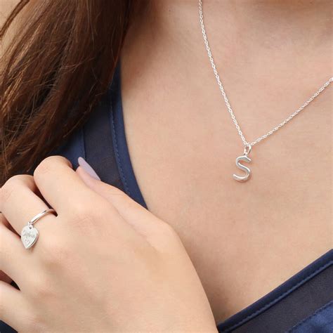 personalised sterling silver initial charm necklace  hurleyburley
