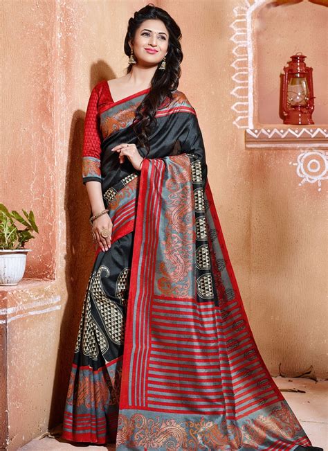Divyanka Tripathi Black Color Art Silk Casual Saree