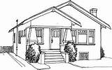Bungalow House Clipart California Drawing Style Columns Craftsman Line Kids Bungalows Small Elephantine Cottage Clipground Exterior sketch template