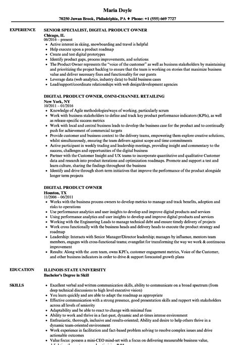 digital product owner resume