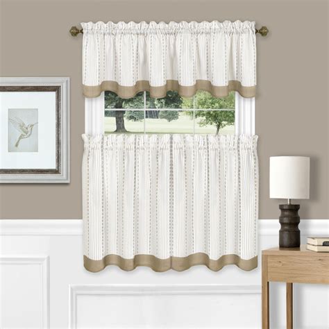 farmhouse striped cafe kitchen curtain tier valance set assorted colors ebay
